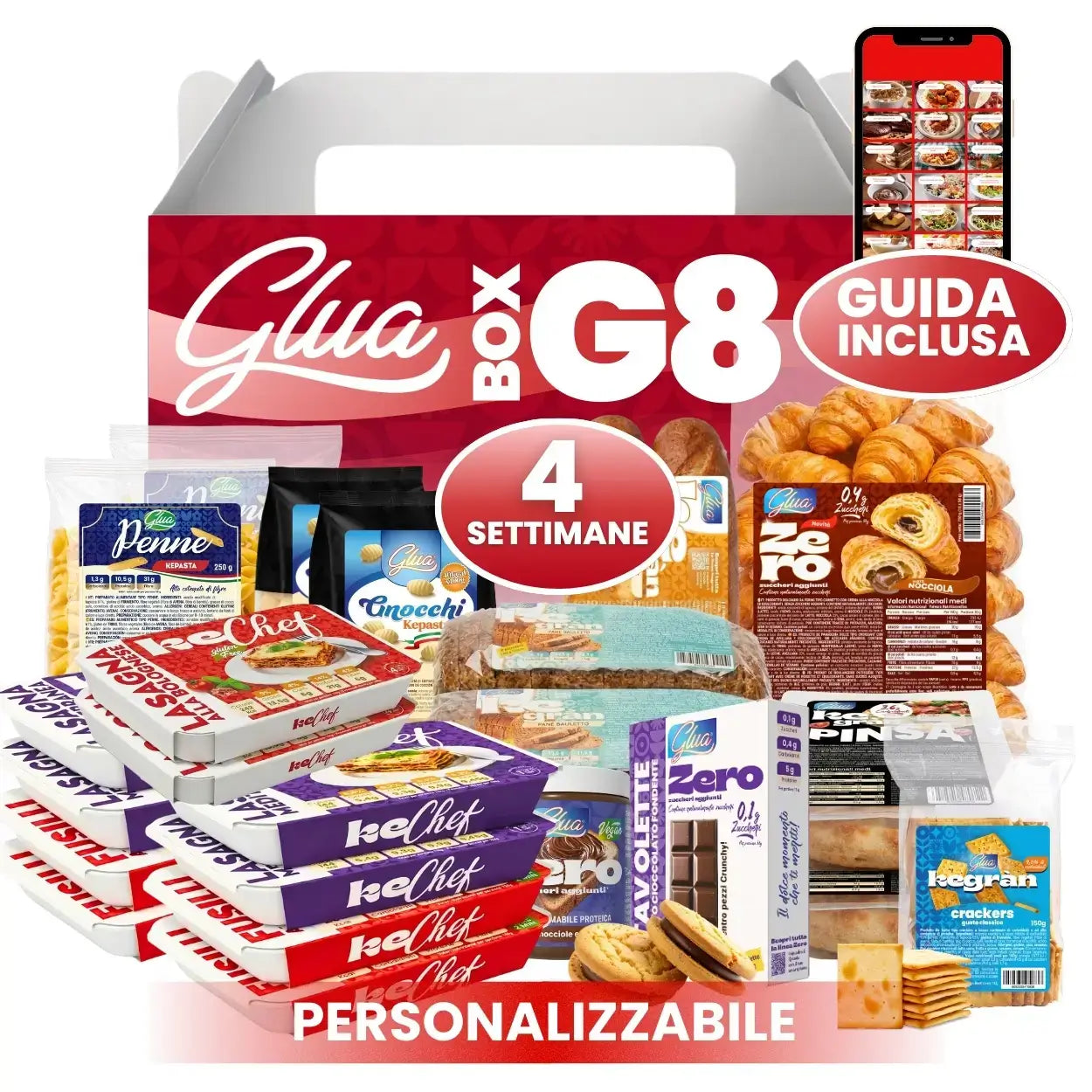 Box G8 Premium Spesa mensile con 84 porzioni per dieta chetogenica, piatti pronti e guida settimanale inclusa.