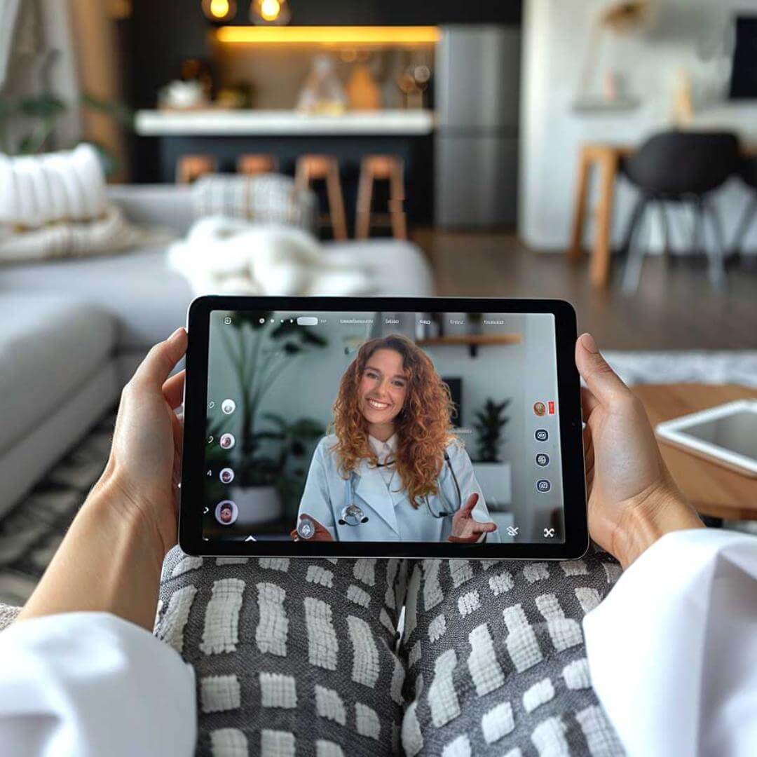 Persona che partecipa a una visita online con Dott.ssa Buscherini per un piano dieta personalizzata.