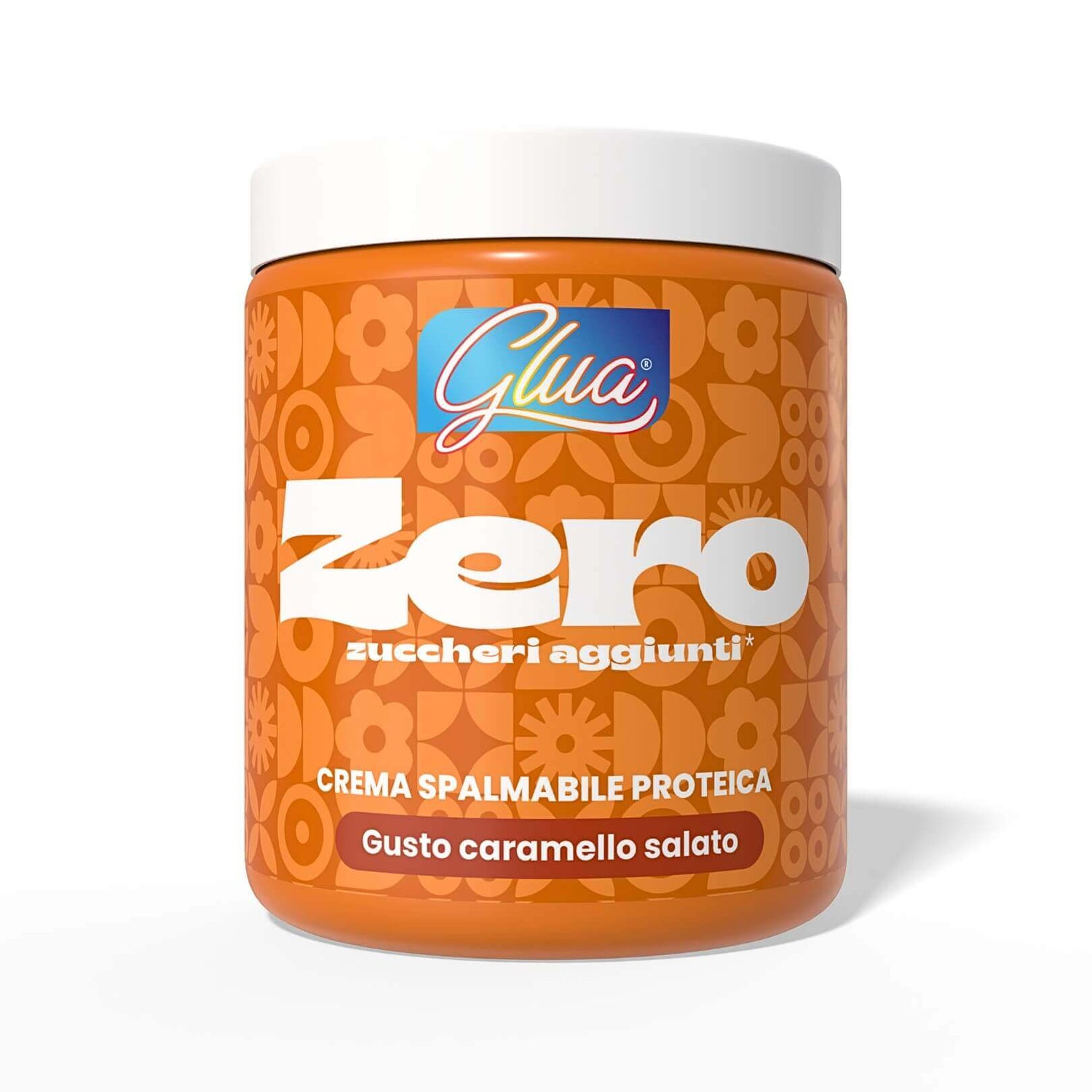 Crema proteica al caramello salato in barattolo da 200 g, gusto intenso senza zuccheri aggiunti, ideale per dieta chetogenica.