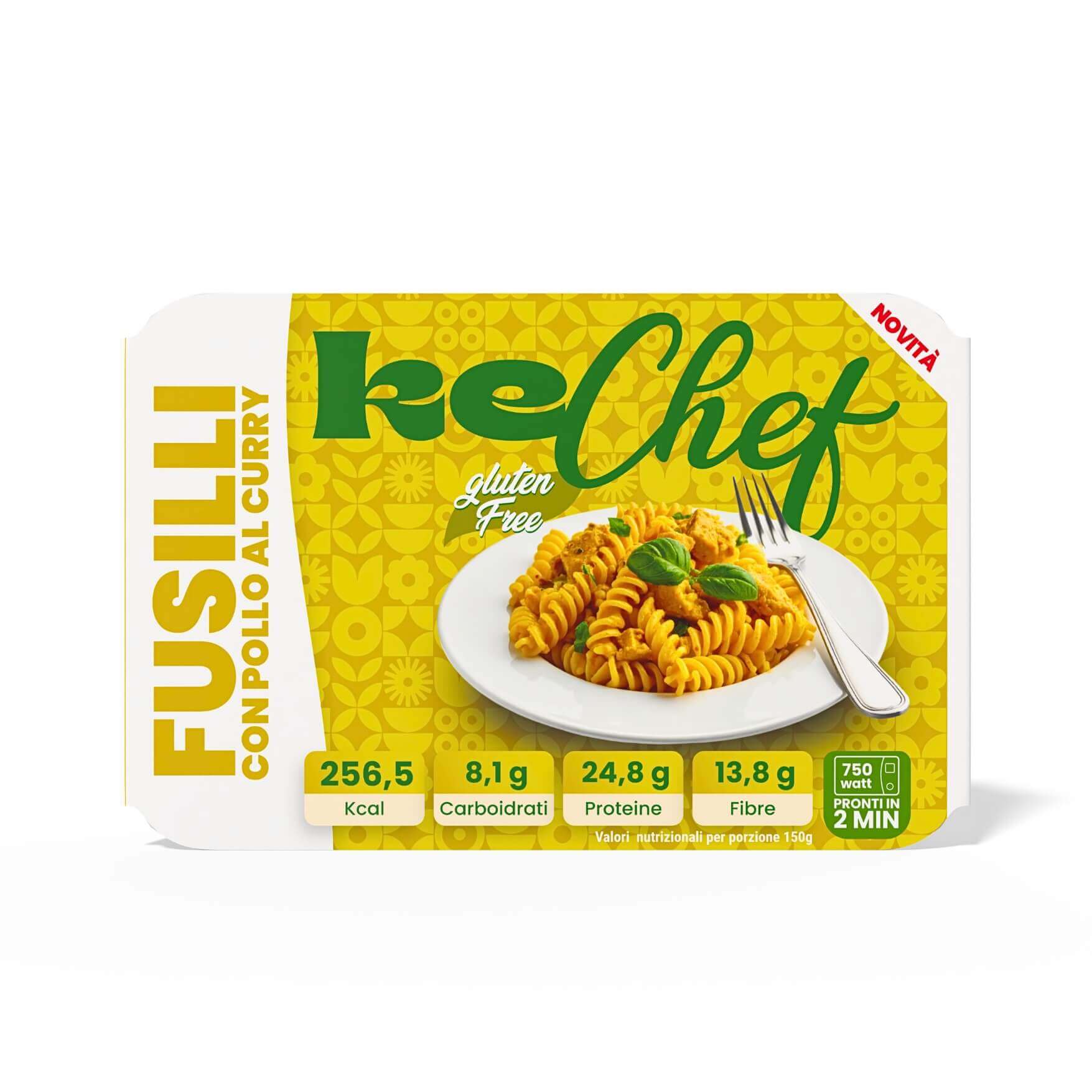 Fusilli keChef al pollo e curry Piatto Pronto, piatto pronto gluten free con gusto sorprendente di curry.