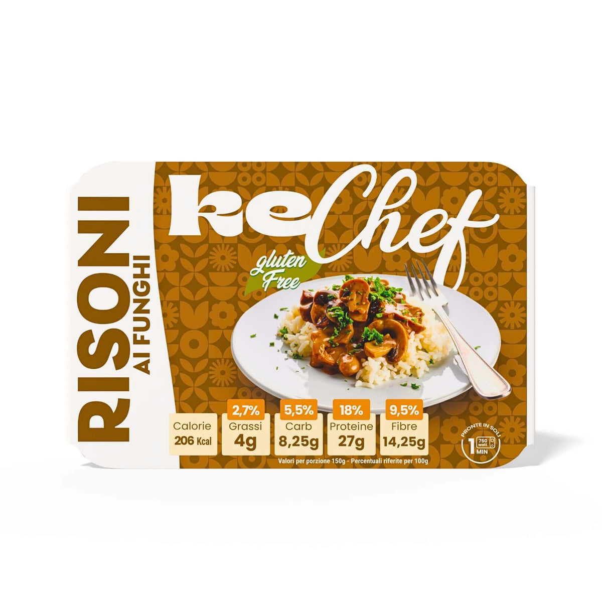 Risoni keChef ai funghi Pronti, piatto gluten free con funghi, 8,3g carboidrati, dieta chetogenica.
