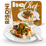 Risoni keChef ai funghi Pronti, piatto gluten free con funghi, ideale per dieta chetogenica, porzione pronta, 150g.