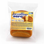 Saccottino alla crema pasticcera in confezione, 0g zuccheri, 16% proteine, 28% fibre, ideale per dieta chetogenica.