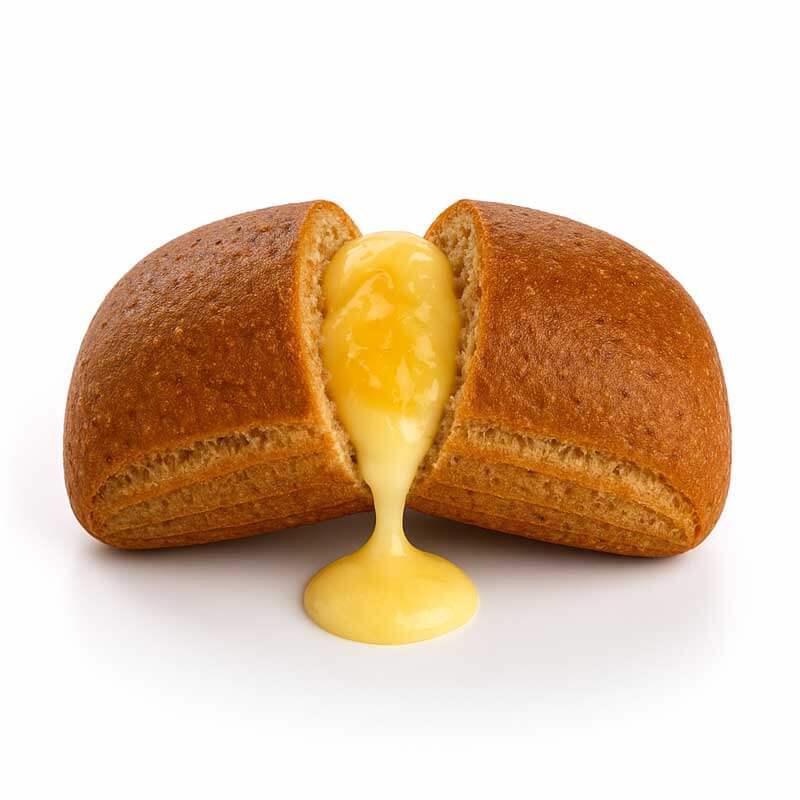 Saccottino alla crema pasticcera, mela e cannella con ripieno cremoso di crema dolce.