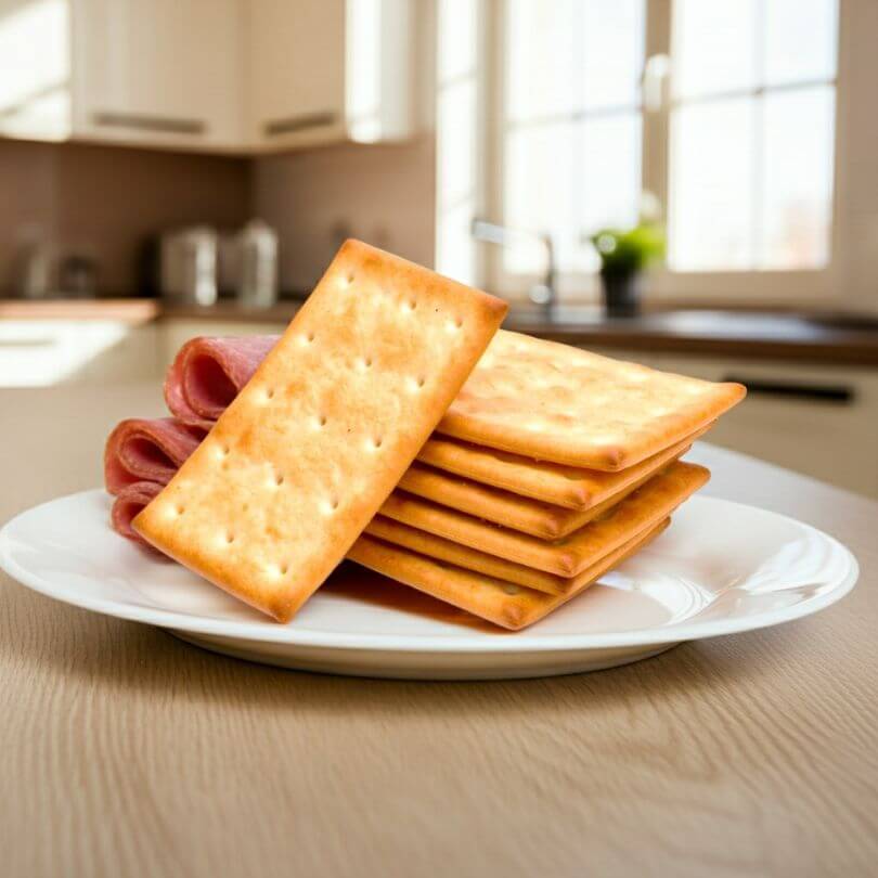 Schiacciatine keto croccanti sulla tavola, perfette per dieta chetogenica, alimenti proteici.