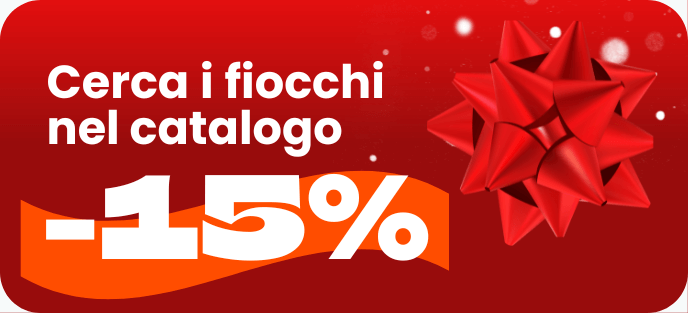 Offerta del -15% su fiocchi natalizi nel catalogo, cerca ora per risparmiare sulle decorazioni festive.