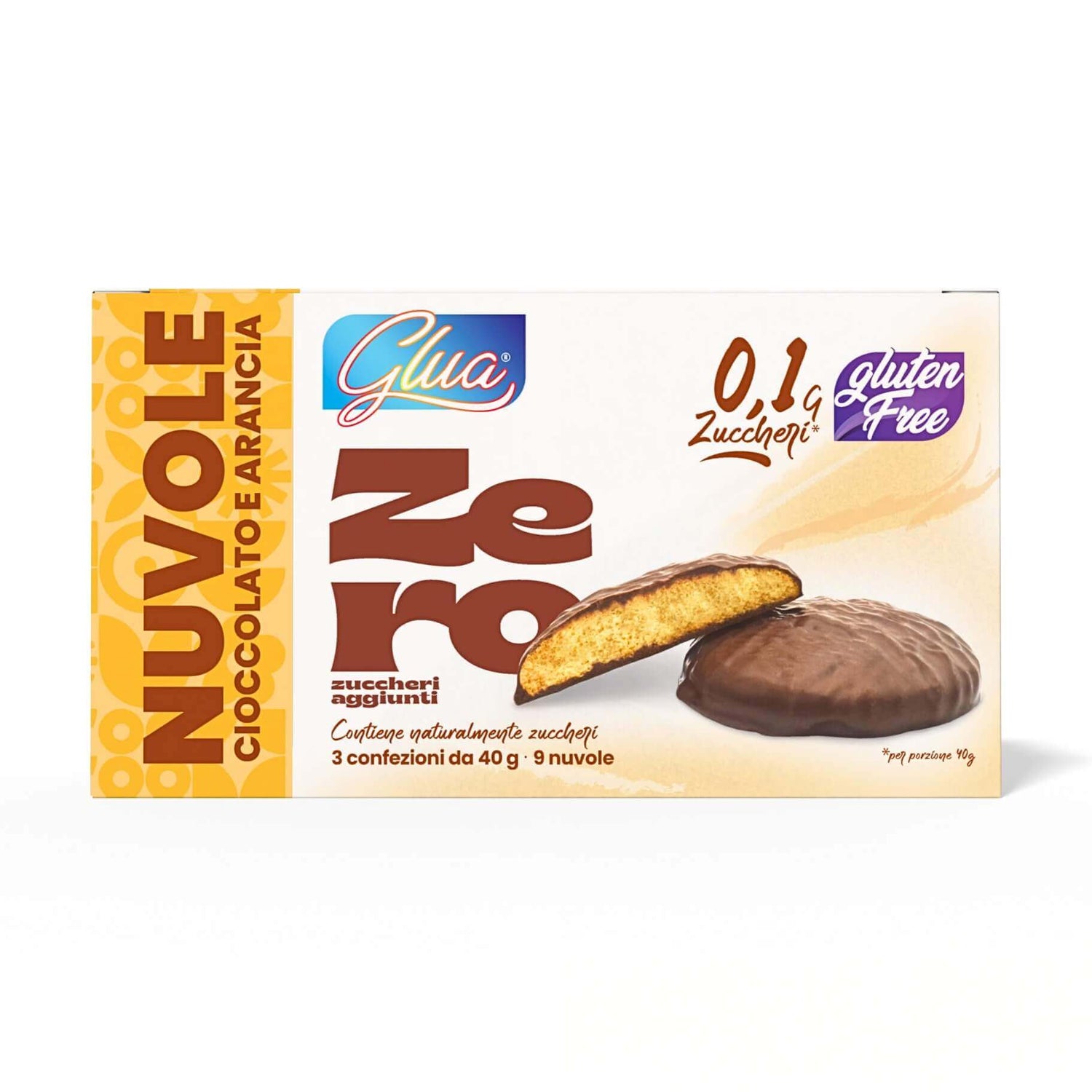 Biscotti proteici Nuvole ricoperti di cioccolato e arancia