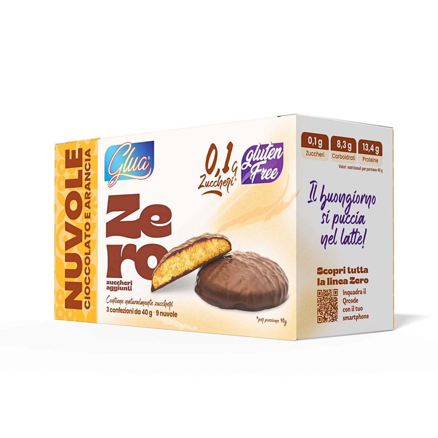 Biscotti proteici Nuvole ricoperti di cioccolato e arancia