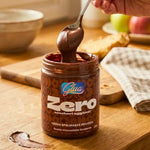 Crema proteica al cioccolato fondente in barattolo con cucchiaio, 200g per dieta chetogenica.