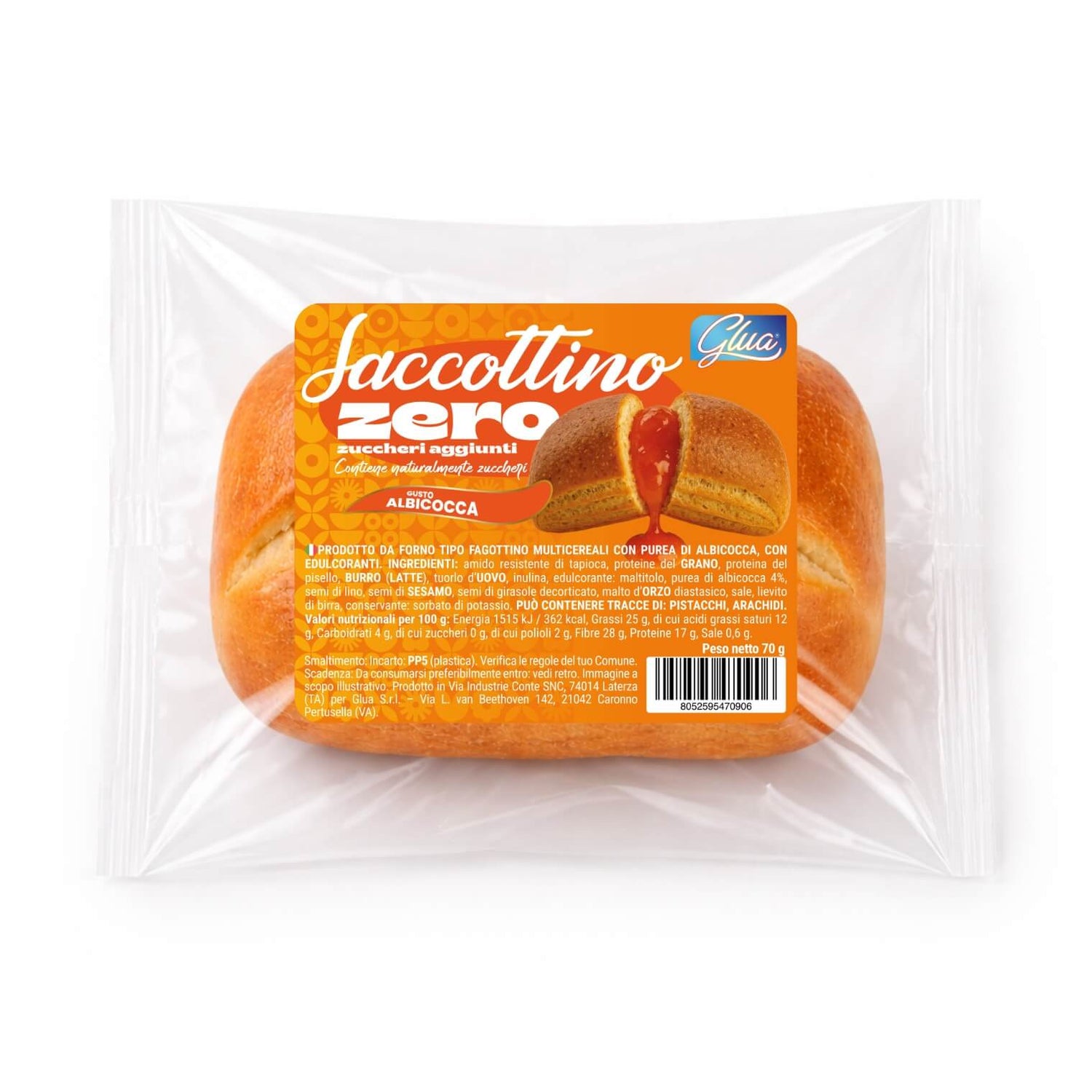 Saccottino all'albicocca zero zuccheri aggiunti, dolce adatto per dieta chetogenica.