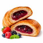 15 Cornetti proteici ripieni ai frutti di bosco con un ripieno di frutti di bosco e freschi mirtilli e lamponi.