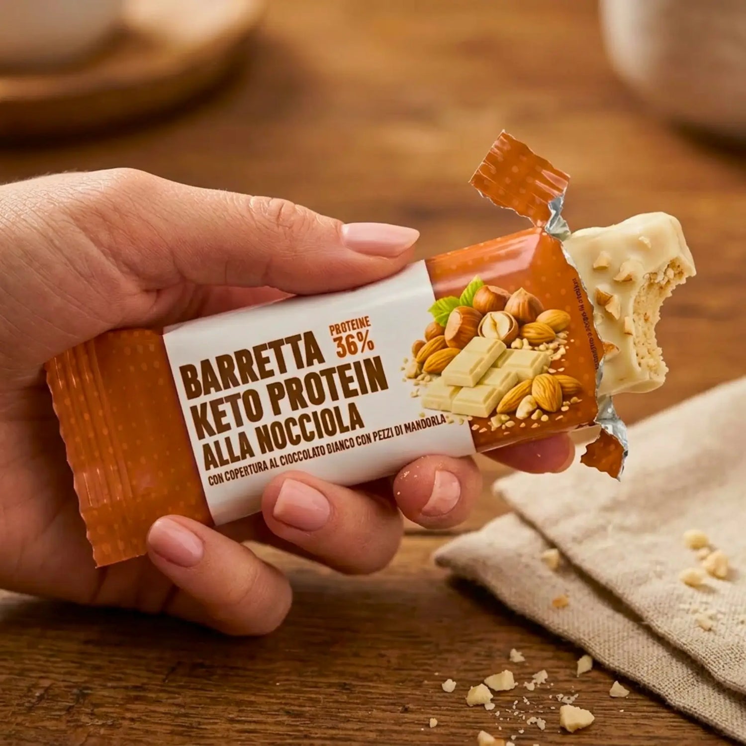 Barretta Keto Protein alla Nocciola e Cioccolato Bianco