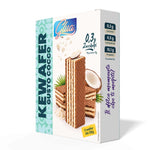 Kewafer al cocco: cialda croccante con 0,3 g di zuccheri per porzione, ideale per dieta chetogenica.