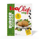 Burger vegetali alle olive nere, 100% vegetariani, pronti in 3-4 minuti per piatti veloci e gustosi.