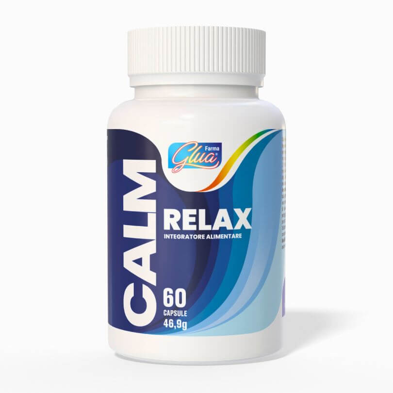 Integratore Calm Relax per il sonno e rilassamento, contenente melatonina e piante adattogene, 60 capsule.