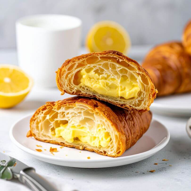 15 Cornetti proteici ripieni di crema al limone, freschi e gustosi, compatibili con dieta chetogenica.