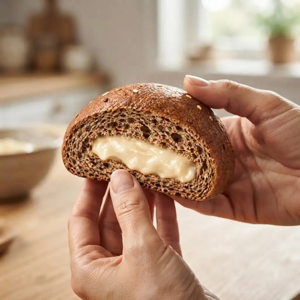 Cremì Bombolone alla nocciola bianca con cuore cremoso e 0,3 g di zuccheri, ideale per una merenda oltre ad essere un alimento keto.