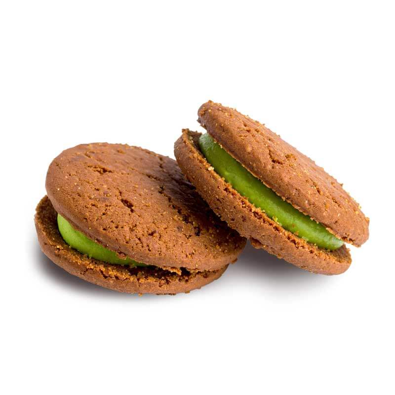 Fior di crema al pistacchio, biscotti senza zuccheri aggiunti, perfetti per dieta chetogenica e alimenti proteici.