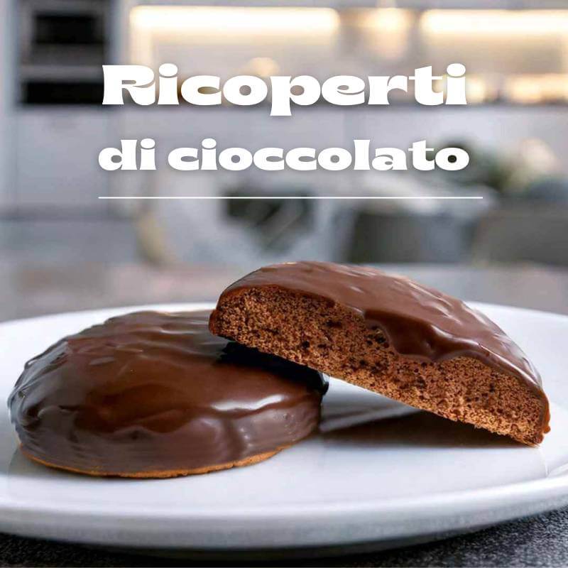 Biscotti proteici Nuvole ricoperti di cioccolato gusto cacao