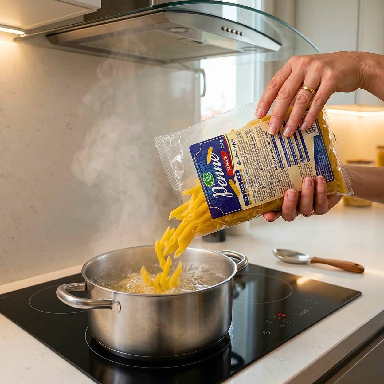 Kepasta penne 2.5, pasta keto in cottura, perfetta per ricette chetogeniche e veloce da preparare.