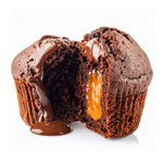 15 Muffin proteico multicereale di crema cioccolato e albicocca, ripieno di crema al cioccolato e confettura di albicocca